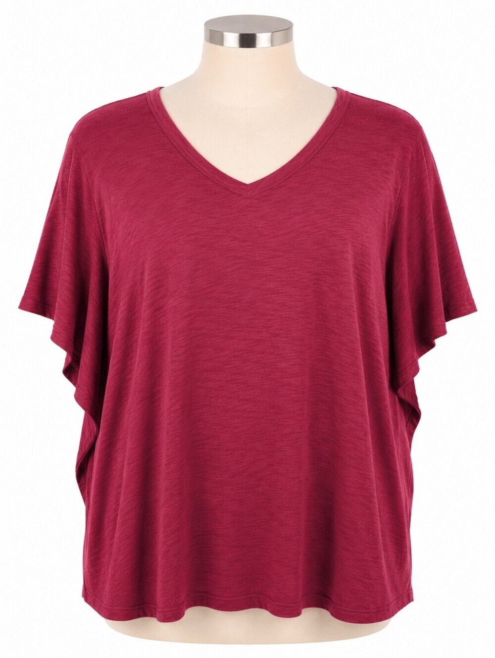NWT Old Navy EveryWear Slub Knit V-Neck Tee Shirt Women's Plus Size 4X Burgundy